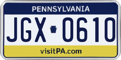 PA license plate JGX0610