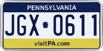 PA license plate JGX0611