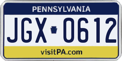 PA license plate JGX0612