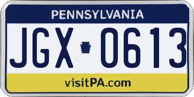 PA license plate JGX0613