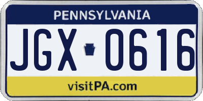 PA license plate JGX0616