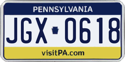 PA license plate JGX0618
