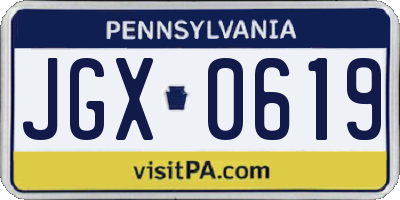 PA license plate JGX0619