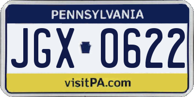 PA license plate JGX0622