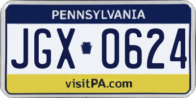 PA license plate JGX0624