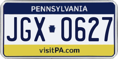PA license plate JGX0627