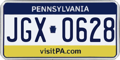 PA license plate JGX0628