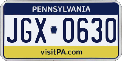 PA license plate JGX0630
