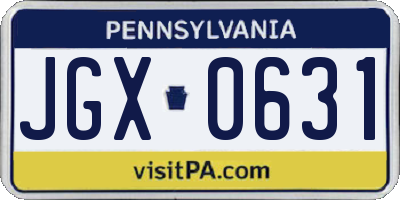 PA license plate JGX0631
