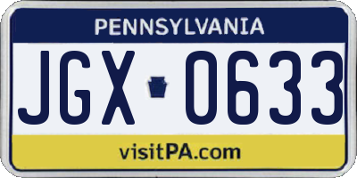 PA license plate JGX0633