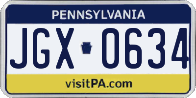 PA license plate JGX0634