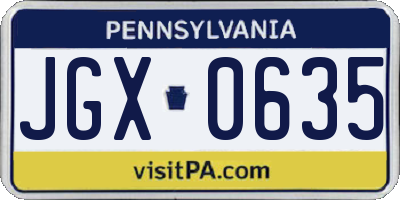 PA license plate JGX0635
