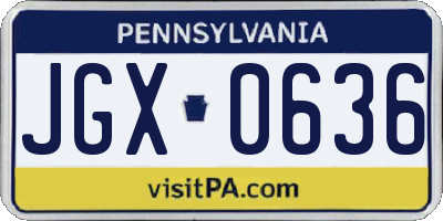 PA license plate JGX0636