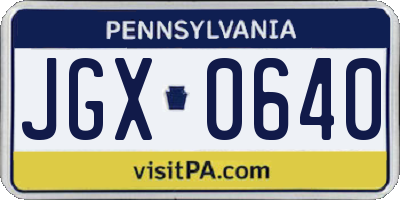PA license plate JGX0640