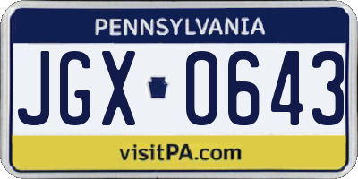 PA license plate JGX0643