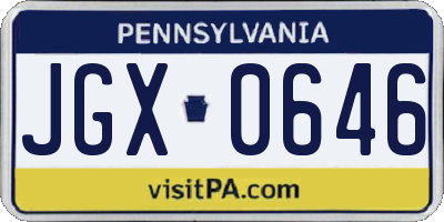 PA license plate JGX0646