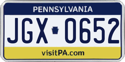 PA license plate JGX0652