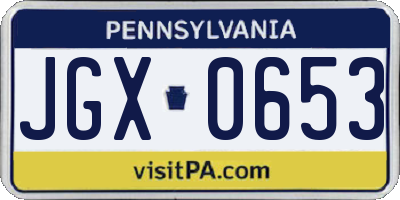 PA license plate JGX0653