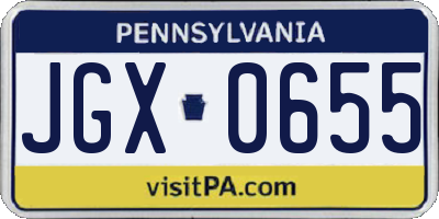 PA license plate JGX0655