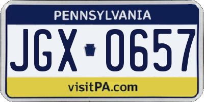 PA license plate JGX0657