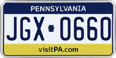 PA license plate JGX0660