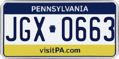PA license plate JGX0663