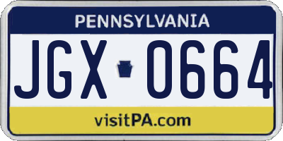 PA license plate JGX0664