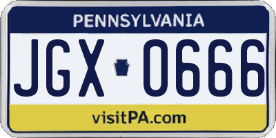 PA license plate JGX0666