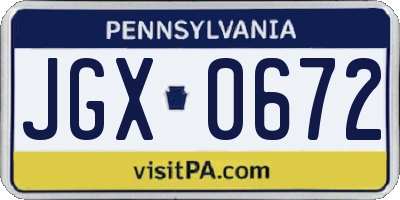 PA license plate JGX0672