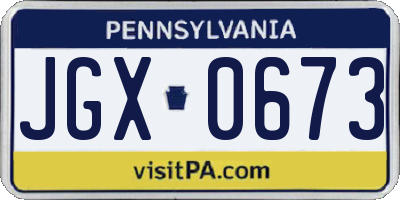 PA license plate JGX0673