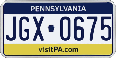 PA license plate JGX0675