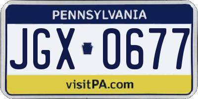 PA license plate JGX0677