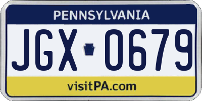 PA license plate JGX0679