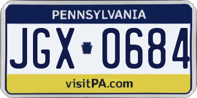 PA license plate JGX0684