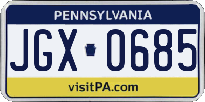 PA license plate JGX0685