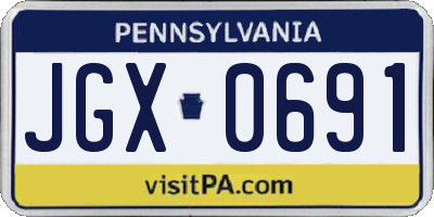 PA license plate JGX0691