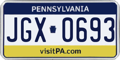 PA license plate JGX0693