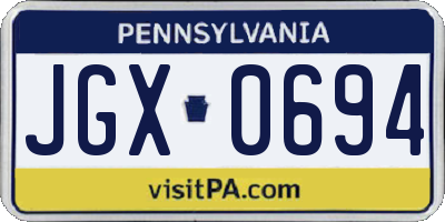 PA license plate JGX0694