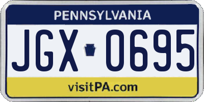 PA license plate JGX0695