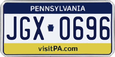 PA license plate JGX0696