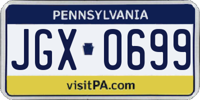PA license plate JGX0699