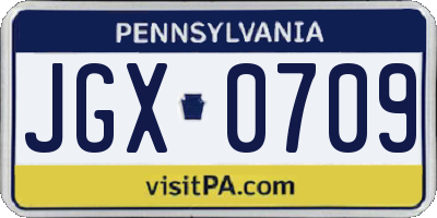 PA license plate JGX0709