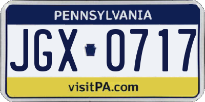 PA license plate JGX0717