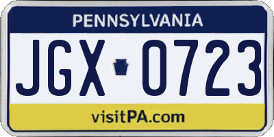 PA license plate JGX0723