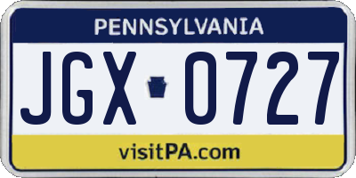 PA license plate JGX0727