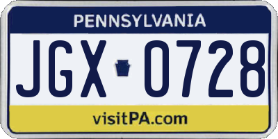 PA license plate JGX0728