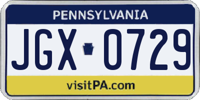 PA license plate JGX0729