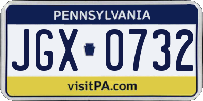 PA license plate JGX0732