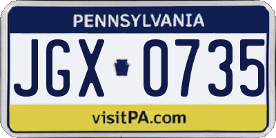 PA license plate JGX0735