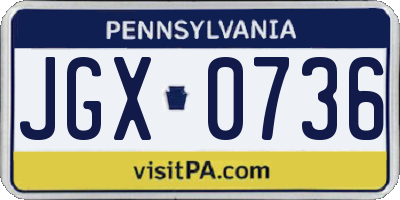 PA license plate JGX0736